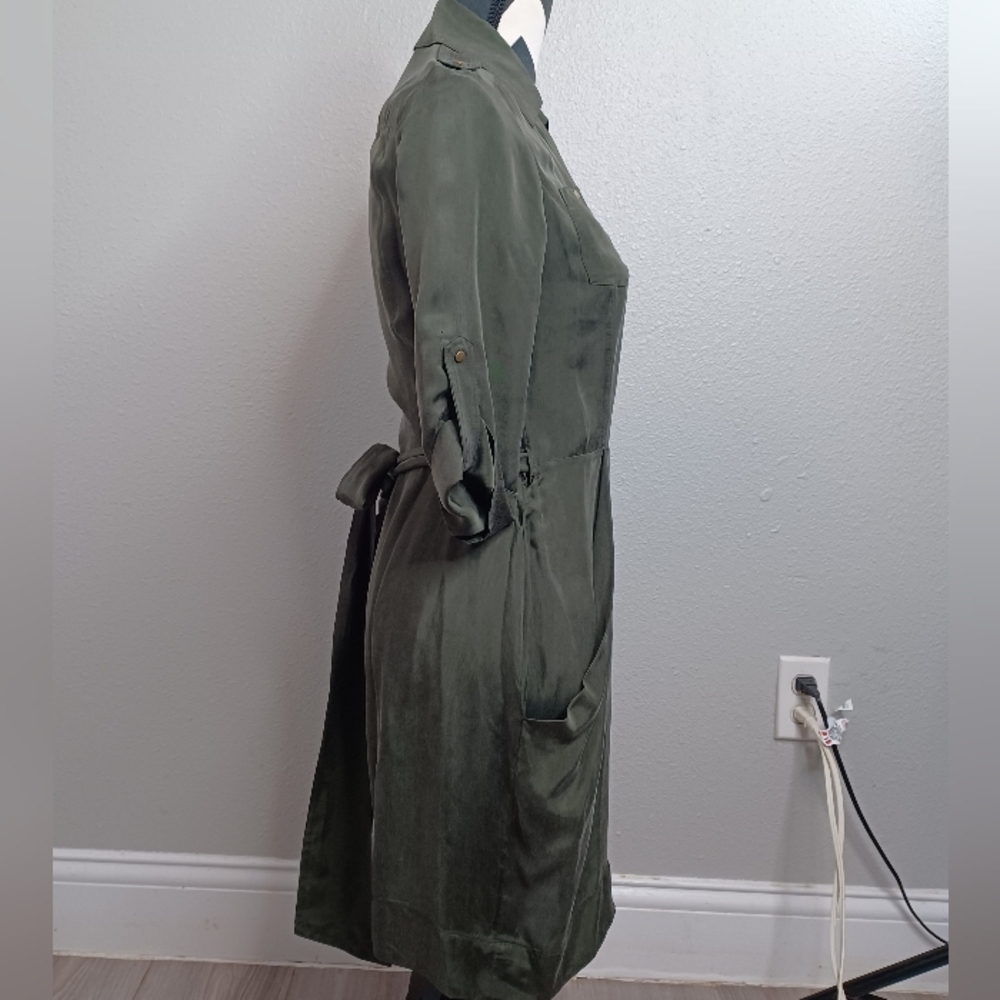 Diane Von Furstenburg Safari Satin Green Wrap Dress - Picture 8 of 16